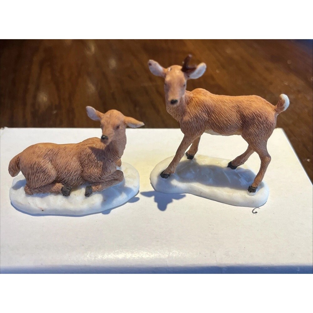 Lemax Carole Towne Stag & Doe Deer Set #92298 Village Town Christmas Holiday